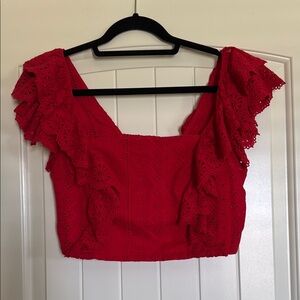 Altar'd State Red Eyelet Ruffle Blouse